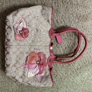 Coach purse, pink, flowers